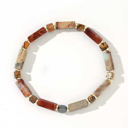Vintage Boho Natural Stone Beaded Bracelet for Men – Semi-Precious Gemstone Spacer Beads - STAR8S