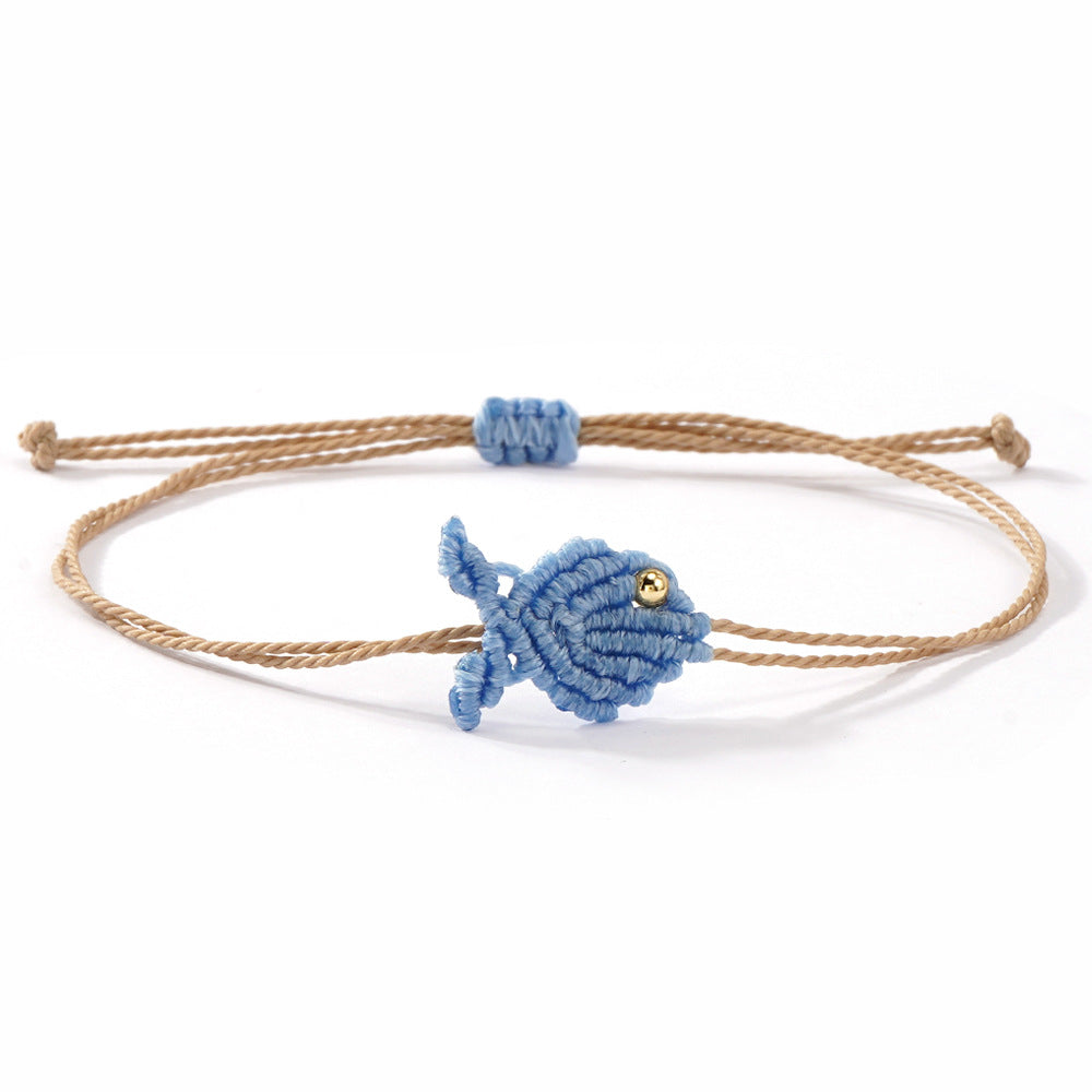 vibrant hand-woven fish cord bracelet set adjustable sliding knot waterproof nautical wristband lightweight summer surf aesthetic beach jewelry gift for best friends