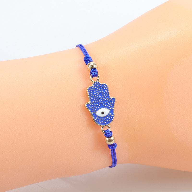 evil eye hamsa hand bracelet - simple adjustable charm for protection & good luck - star8s