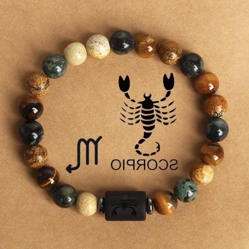 12 the zodiac signs natural stone beaded bracelet - tiger eye - star8s