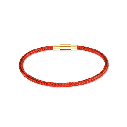 Wasserdichtes rotes Glücksarmband | Schutz im Sternzeichenjahr - Minimalistischer geflochtener Stahldrahtkern, hochwertiger Edelstahlverschluss, 22,2 cm Länge, ultraleicht, farbecht
