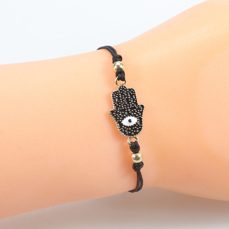 evil eye hamsa hand bracelet - simple adjustable charm for protection & good luck - star8s