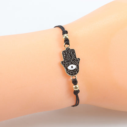 Evil Eye Hamsa Hand Bracelet - Simple Adjustable Charm for Protection & Good Luck - STAR8S