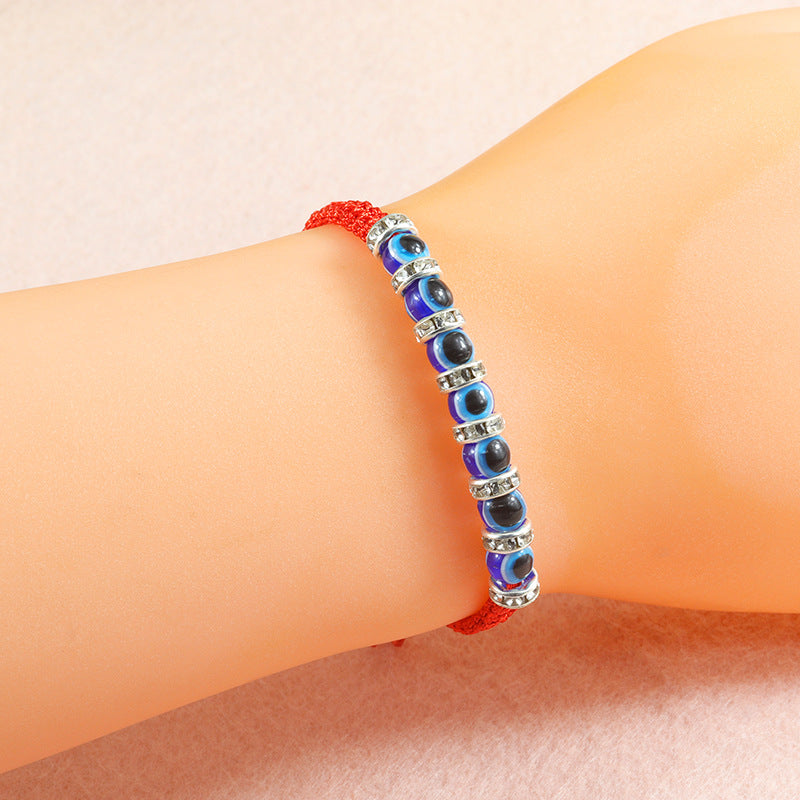 blue eye bracelet red cord protection amulet - star8s