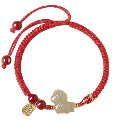Chinese Zodiac Horse Jade Red String Bracelet – 2026 Year of the Horse Hetian for Women & Men - STAR8S