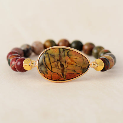 Classic 7-Color Imperial Jasper Beaded Bracelet — Handmade Stretch Wristband - STAR8S