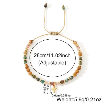 Boho Colored Natural Stone Beaded Bracelet – Stylish, High-End Braided Wristband – Adjustable, Unique & Fashionable Accessory