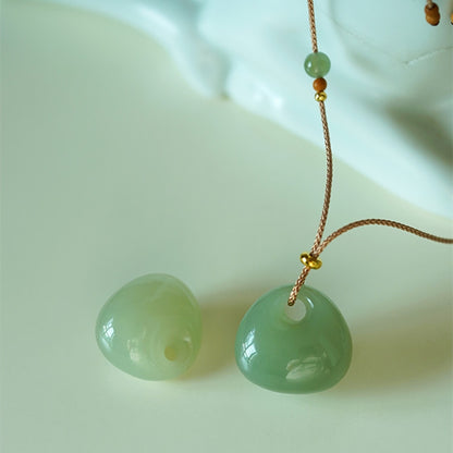 Natural Hetian Jade Green Pendant - Green Jade Lock Pendant for Bags Lucky & Minimalist