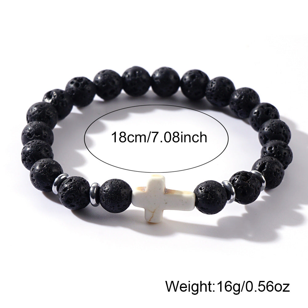 cross beaded bracelets - faith-inspired jewelry with lava rock, turquoise, tiger's eye & more | stylish & spiritual handcrafted accessories