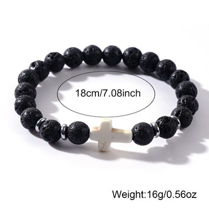 Cross Beaded Bracelets - Faith-Inspired Jewelry with Lava Rock, Turquoise, Tiger's Eye & More | Stylish & Spiritual Handcrafted Accessories