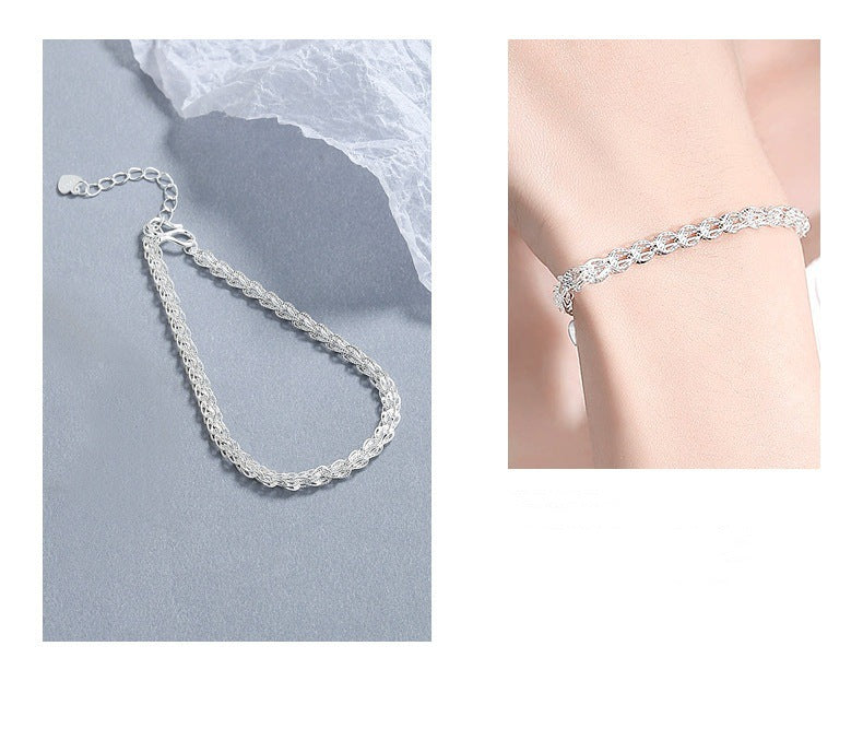 phoenix tail bracelet for women delicate hand woven textured link chain vintage filigree foxtail braided wristband adjustable extension extender line daily dainty fashion costume jewelry gift for her 6g