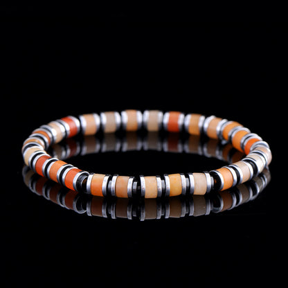 Men's Tiger Eye & Black Agate Natural Stone Beaded Bracelet – Simple Vintage Wristband - STAR8S