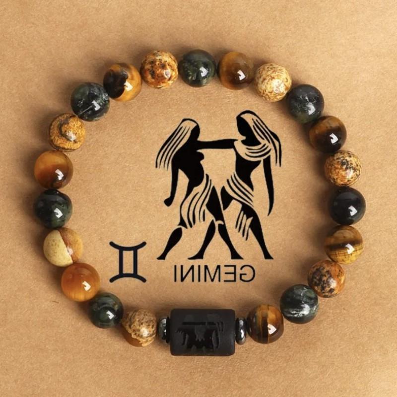 12 the zodiac signs natural stone beaded bracelet - tiger eye - star8s