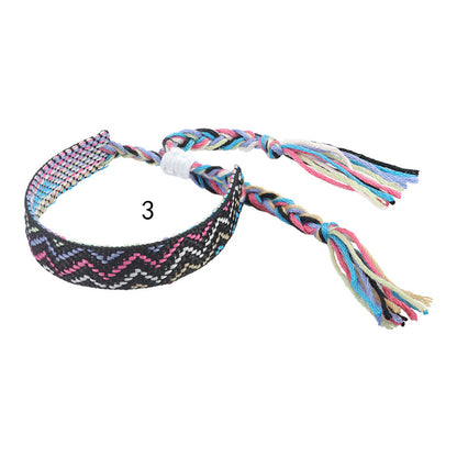 Boho Woven Friendship Bracelet – Wide Colorful Tassel Wristband, Adjustable Bohemian Bracelet