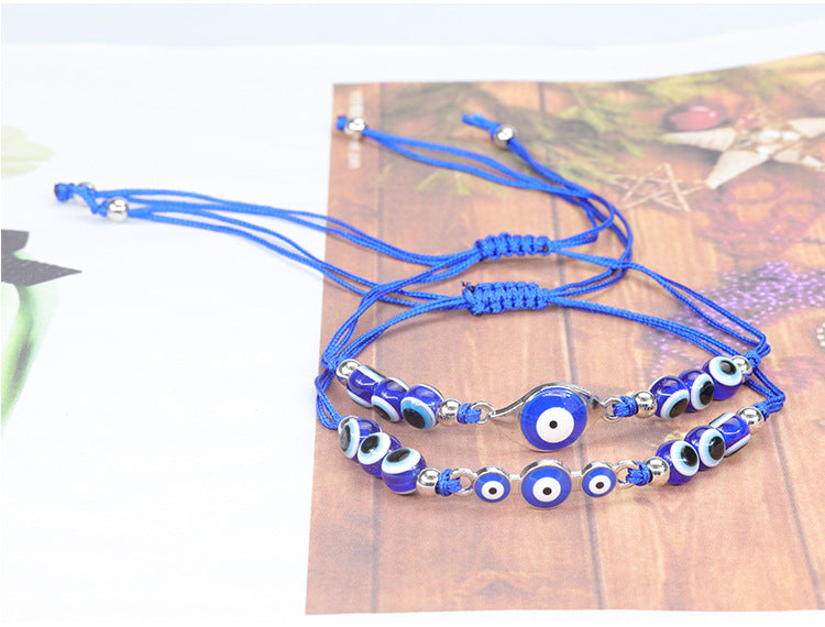 Evil Eye Bracelet with Blue Eye Fish Beads - Adjustable Protective Charm Bracelet - STAR8S