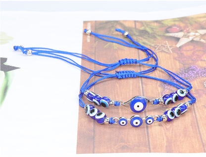 Evil Eye Bracelet with Blue Eye Fish Beads - Adjustable Protective Charm Bracelet - STAR8S