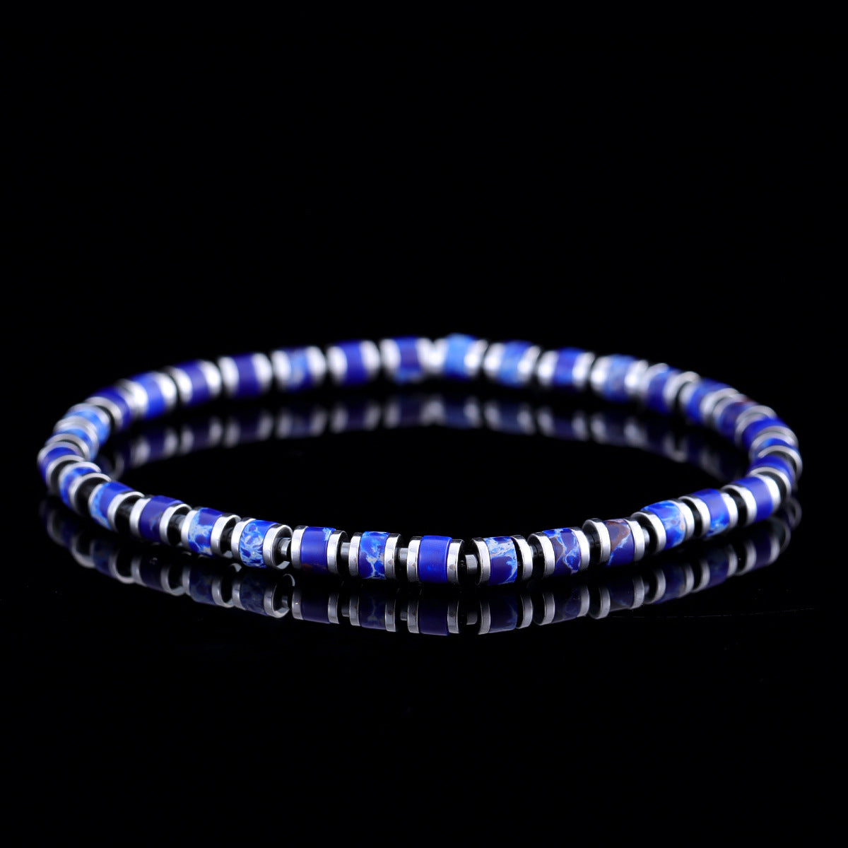 boho color-block natural stone bracelet – men’s imperial stone stretch boho bracelet - star8s