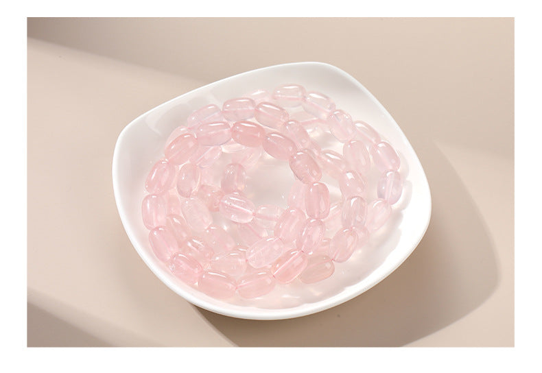 Pink Beaded Crystal Bracelet – Natural High Ice Starry Madagascar Rose Quartz Bracelet - STAR8S