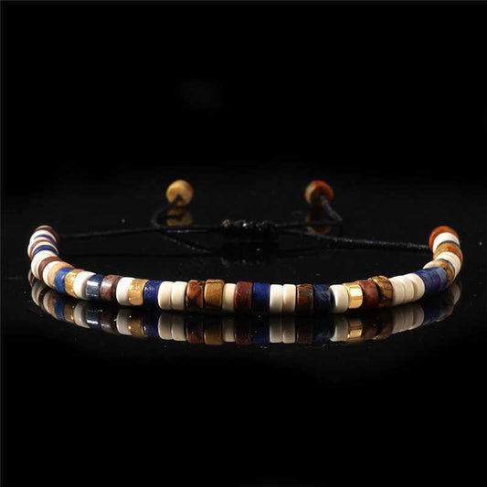 Natural Stone Boho Men Bracelet – Adjustable Unisex Woven Beaded Bracelet - STAR8S