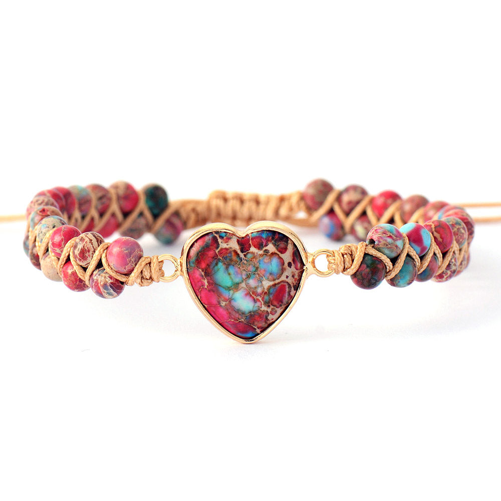 emperor stone heart shaped double-layer braided adjustable bracelet - star8s
