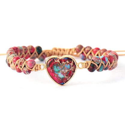 Emperor Stone Heart Shaped Double-Layer Braided Adjustable Bracelet - STAR8S