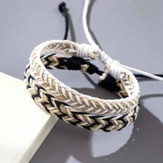 Handmade Braided Cotton Men’s Bracelet – Vintage Boho Woven Wristband