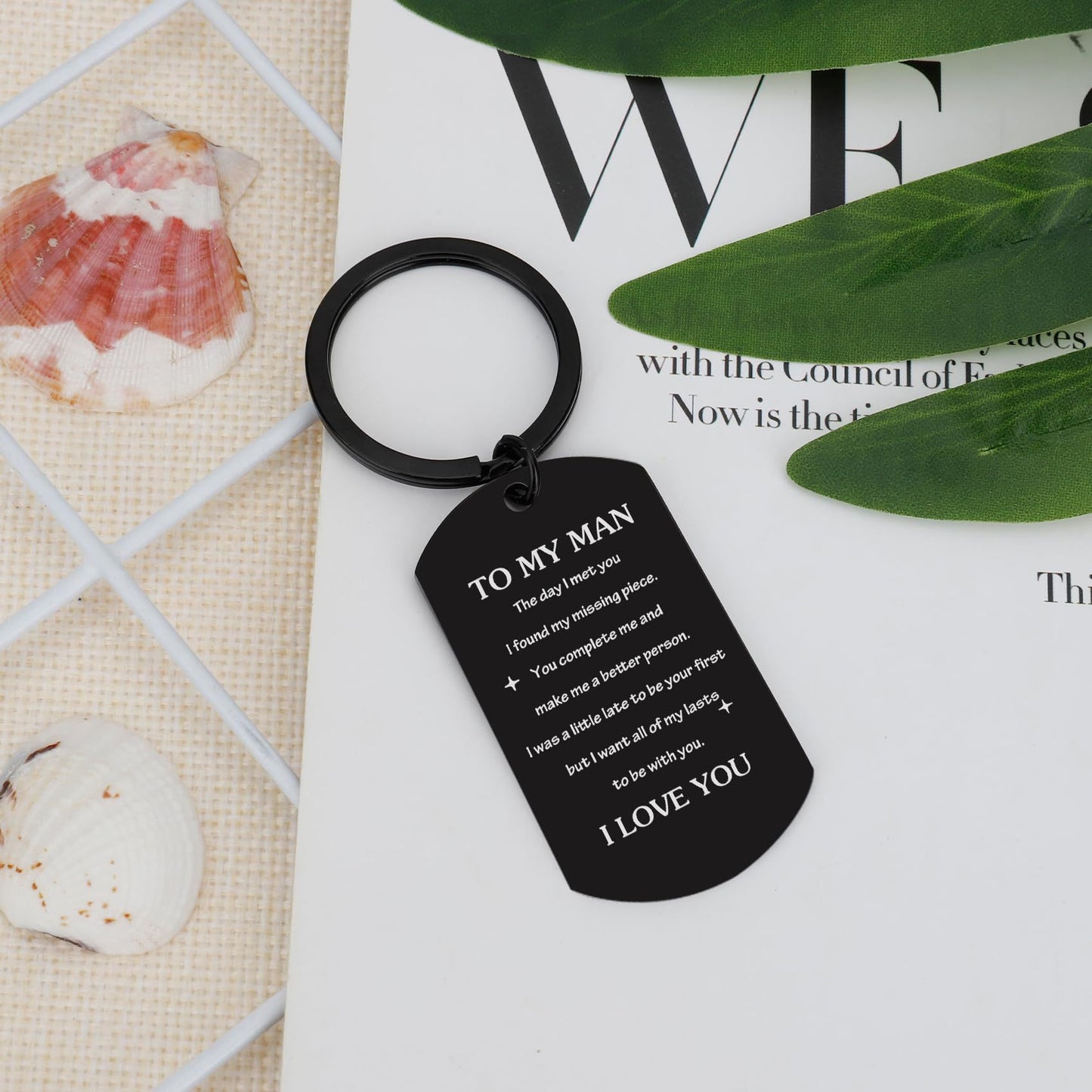 funny romantic engraved dog tag keychain for men husband boyfriend stainless steel black double sided inscription card key ring drive safe handsome sarcastic sibling gag gift anniversary birthday 17g