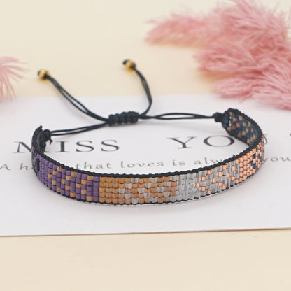 Colorful Heart Boho Friendship Bracelets — Handmade Woven Seed Bead Bracelet, Adjustable, Gift-Ready