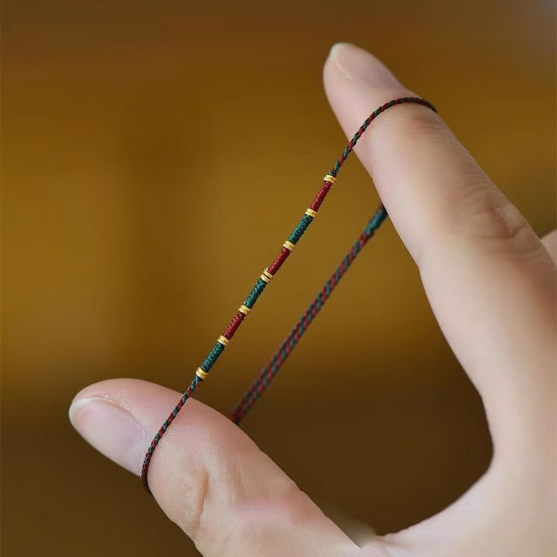 handcrafted red and blue double strand lucky bracelet | chinese style red string bracelet for couples