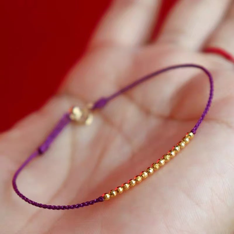 red string bracelet with gold beads | minimalist woven red cord bracelet for women | chic jewelry