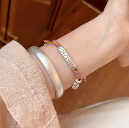 Handmade Red String Bracelet for Women Good Luck Kabbalah Protection Amulet Neo-Chinese Style Braided Cord Charm Bracelet Adjustable Friendship Jewelry Gift