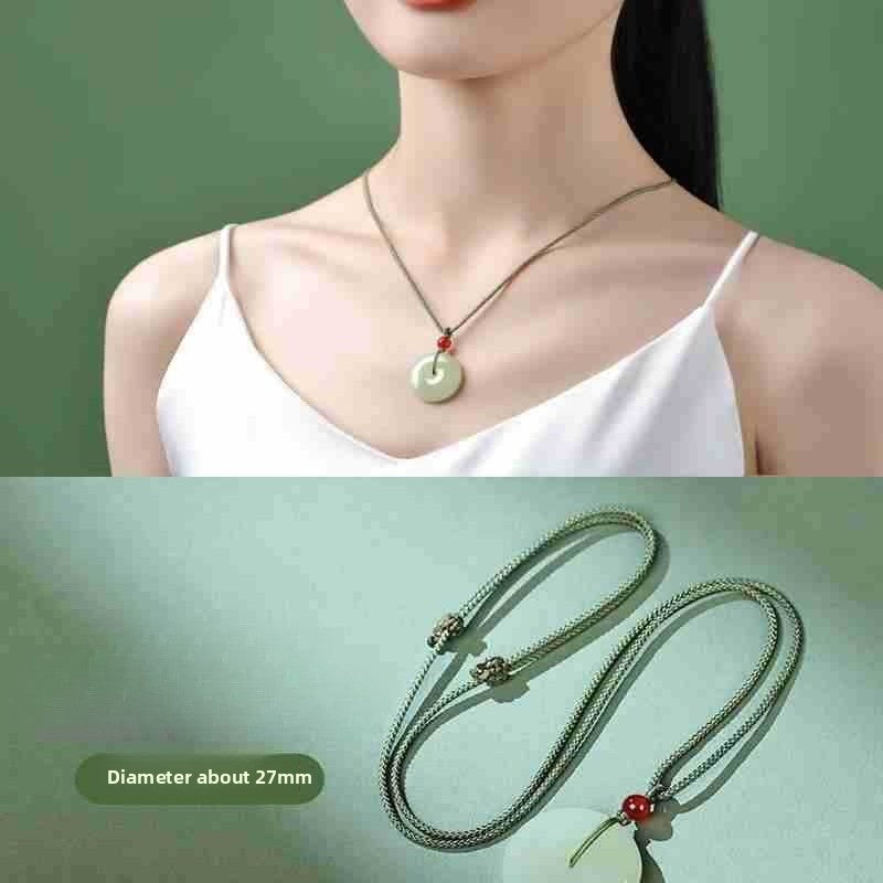hetian jade ping an kou pendant necklace for men & women - star8s