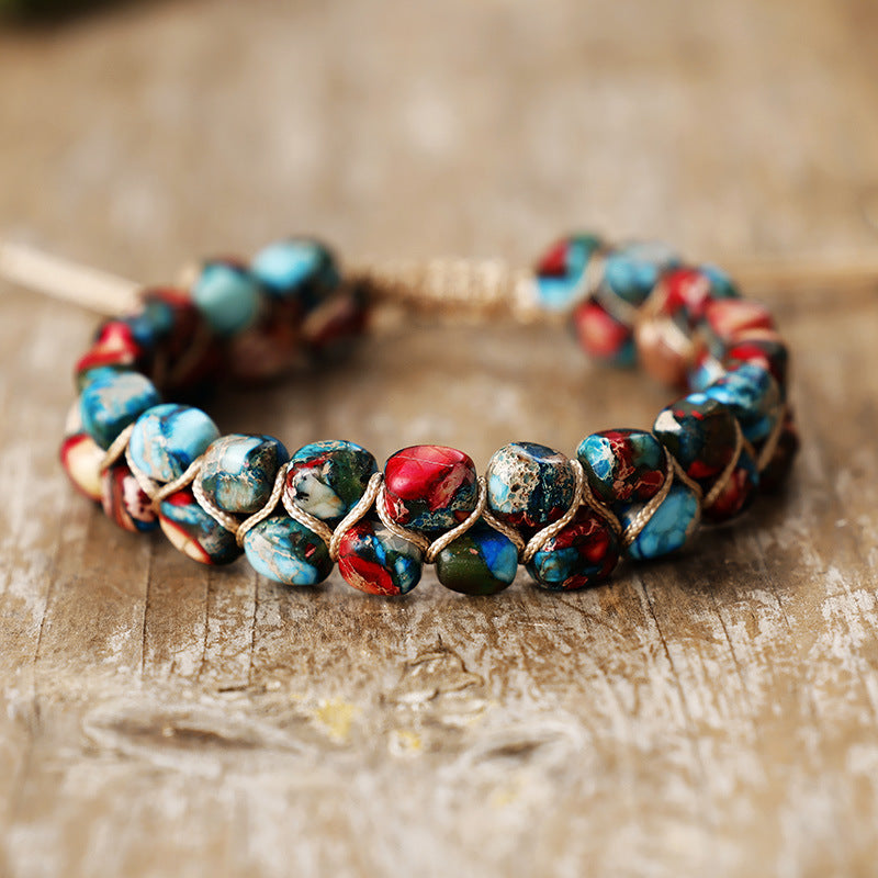 natural stone emperor stone beaded handwoven friendship lover bracelet bohemian bracelet jewelry - star8s