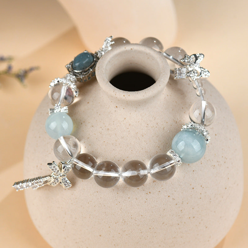 aquamarine crystal bracelet with butterfly charms | elegant women’s fashion jewelry