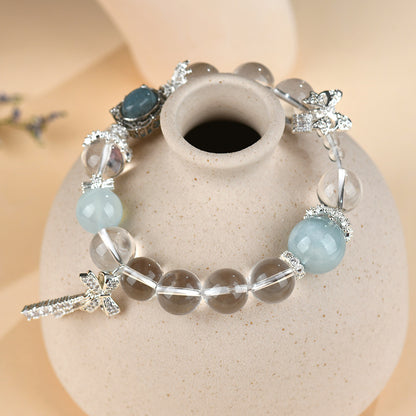 Aquamarine Crystal Bracelet with Butterfly Charms | Elegant Women’s Fashion Jewelry