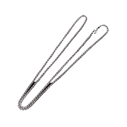 Men's Square Snake Chain Necklace Silver-Tone Titanium Steel Snake Bone Collar Chain Minimalist Streetwear Hip Hop Waterproof Jewelry Gift for Him