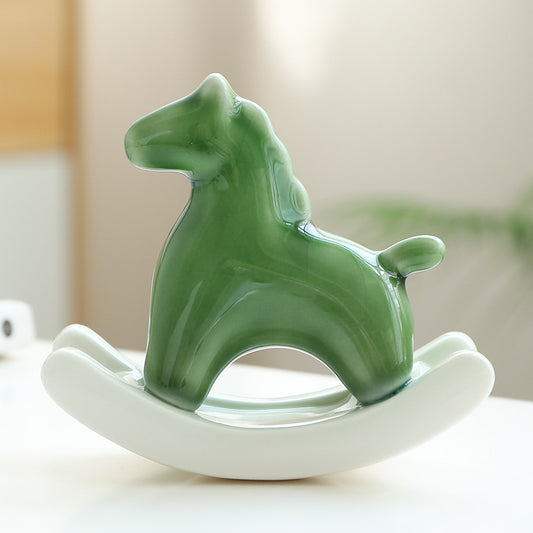 Chinese Zodiac Horse Ceramic Tea Pet - Handcrafted Rocking Horse Tea Decoration for Tea Tables & Home Décor - STAR8S
