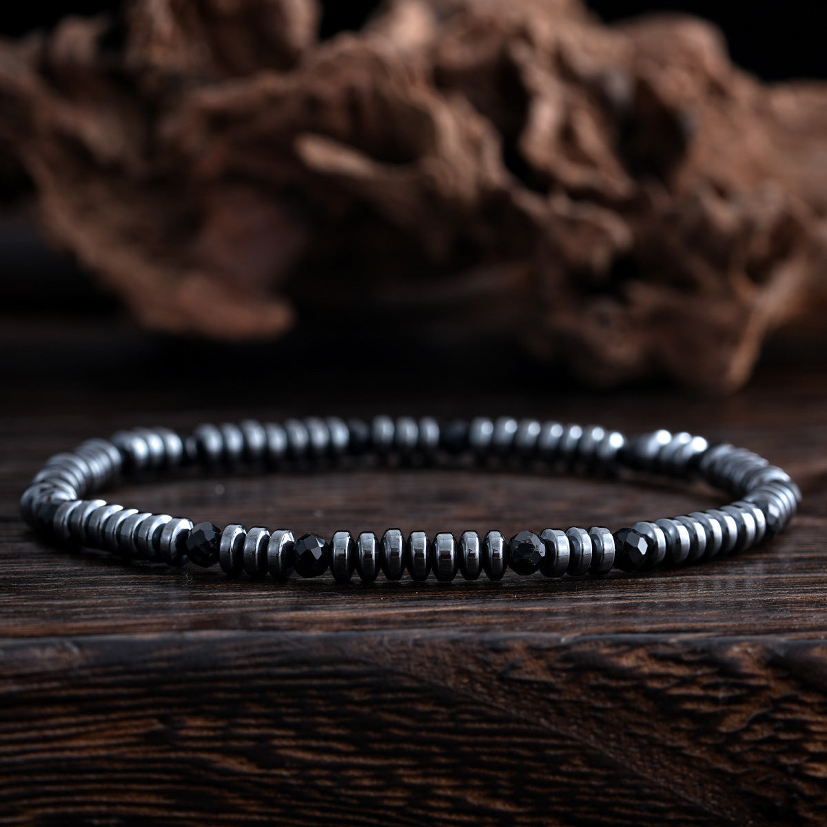 hematite beaded bracelet - stylish black beads for men | unique and trendy gift for him | fashionable and durable