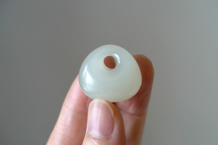 natural hetian jade green pendant - green jade lock pendant for bags lucky & minimalist