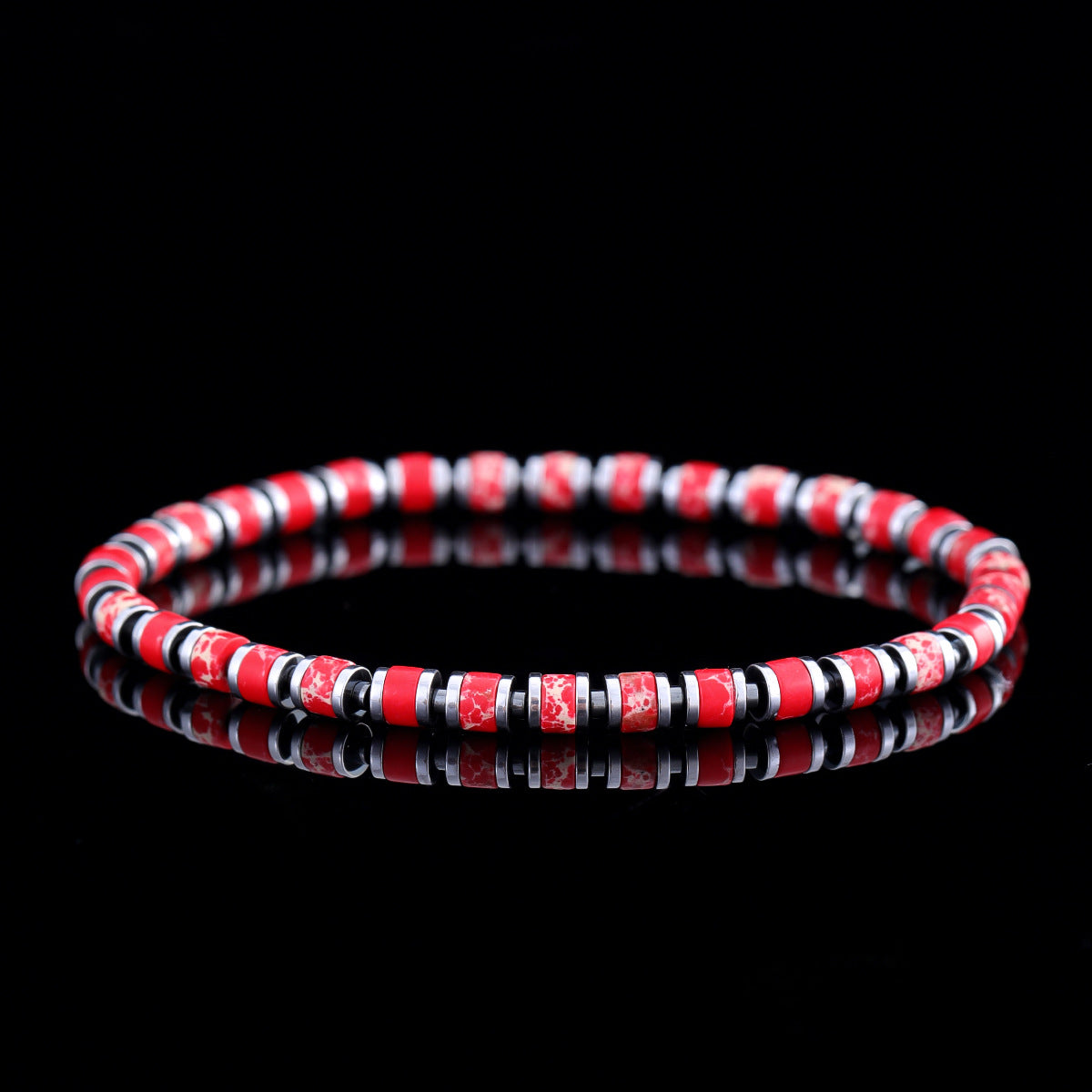 Boho Color-Block Natural Stone Bracelet – Men’s Imperial Stone Stretch Boho Bracelet - STAR8S