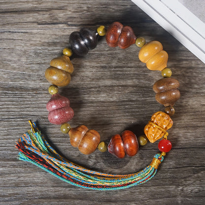 Multi-Wood Gourd Bead Bracelet Handmade Lucky Prayer Beads | Blessing Bracelet for Men & Women