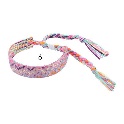 Boho Woven Friendship Bracelet – Wide Colorful Tassel Wristband, Adjustable Bohemian Bracelet