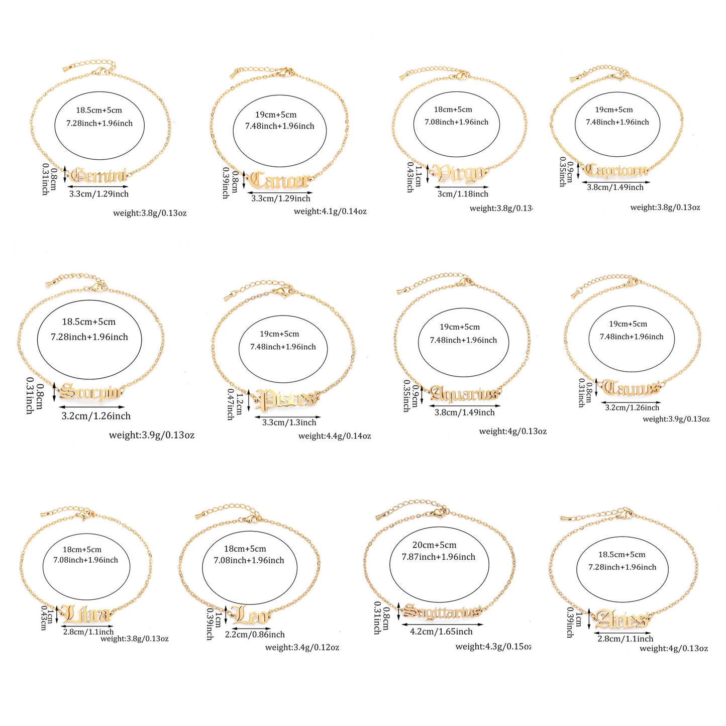 zodiac signs bracelet - titanium steel gothic beach style personalized bracelets for men & women - star8s