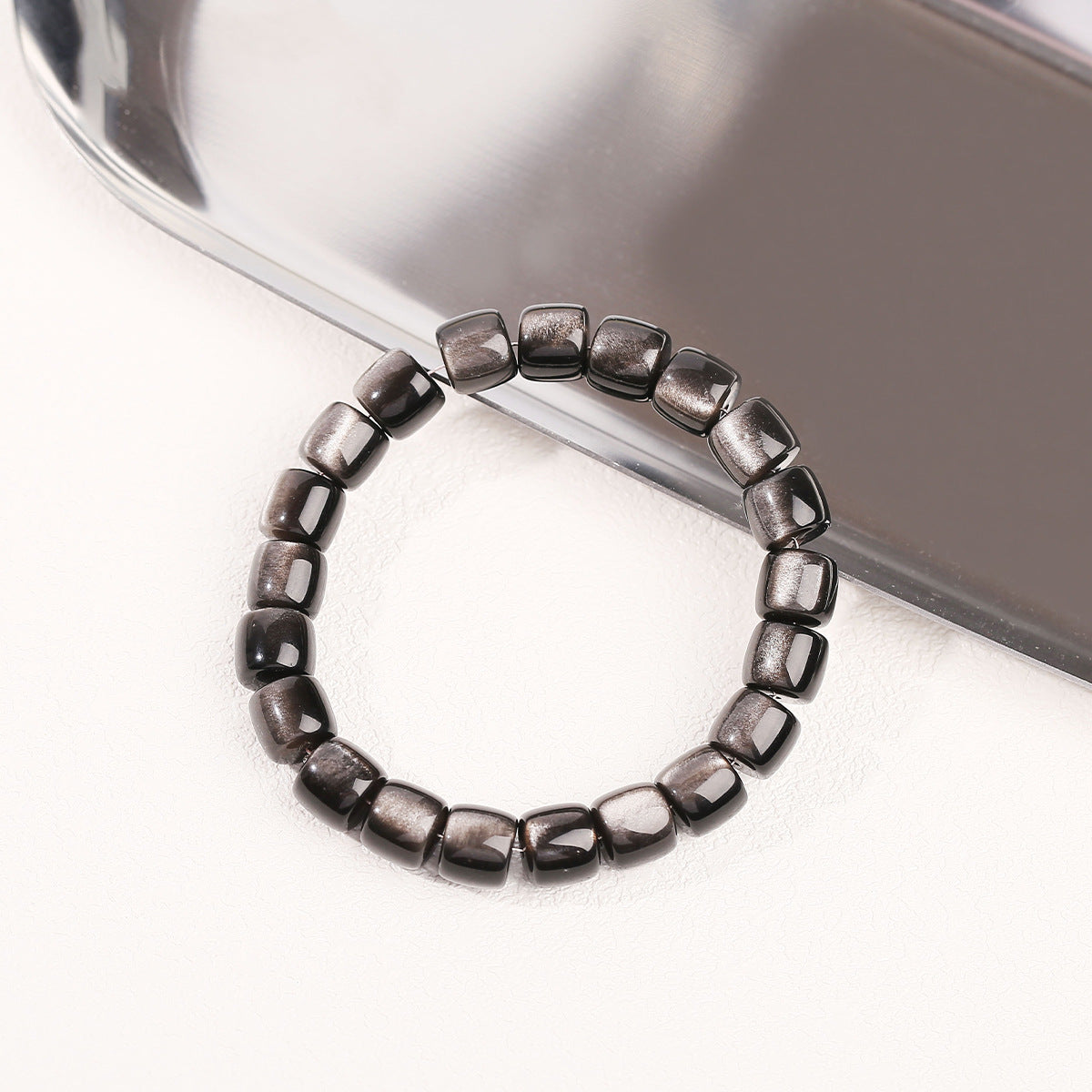 obsidian beaded bracelet - fashionable unisex cylinder shape gift bracelet - star8s