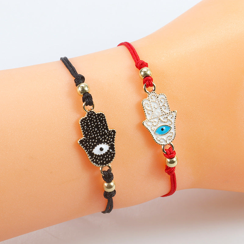 evil eye hamsa hand bracelet - simple adjustable charm for protection & good luck - star8s