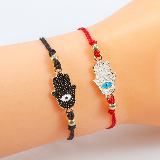 Evil Eye Hamsa Hand Bracelet - Simple Adjustable Charm for Protection & Good Luck - STAR8S