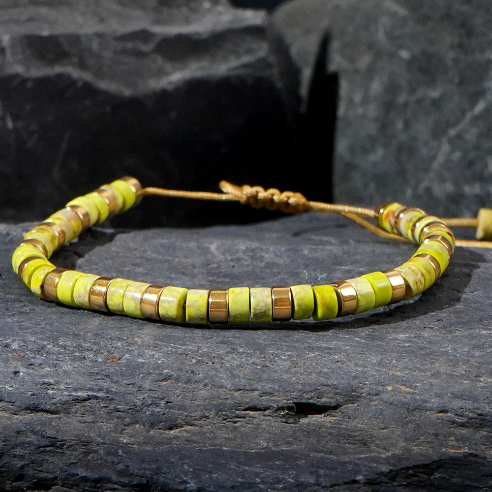 adjustable men's bracelet - natural stone 4mm beads with turquoise & tiger's eye | stylish & durable handmade friendship bracelets