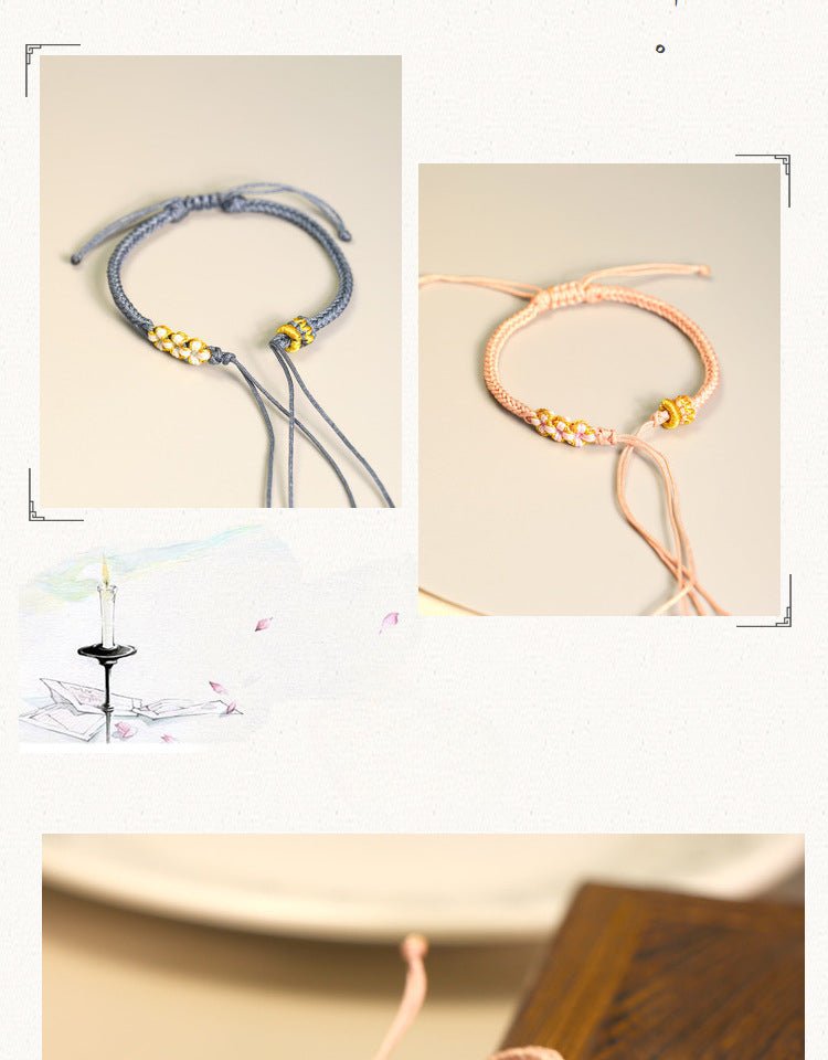 peach blossom knot red string bracelet – handmade red string bracelet | star8s