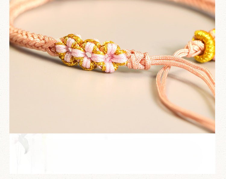 peach blossom knot red string bracelet – handmade red string bracelet | star8s