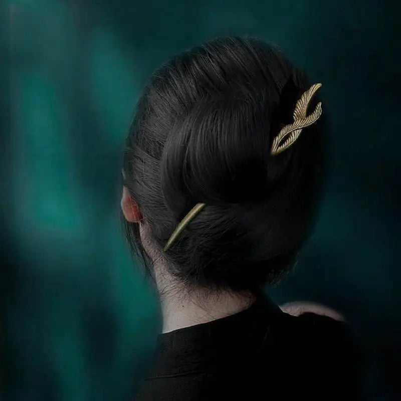 Peach Wood Carved Hairpin for Vintage Bun & Gift Giving - STAR8S